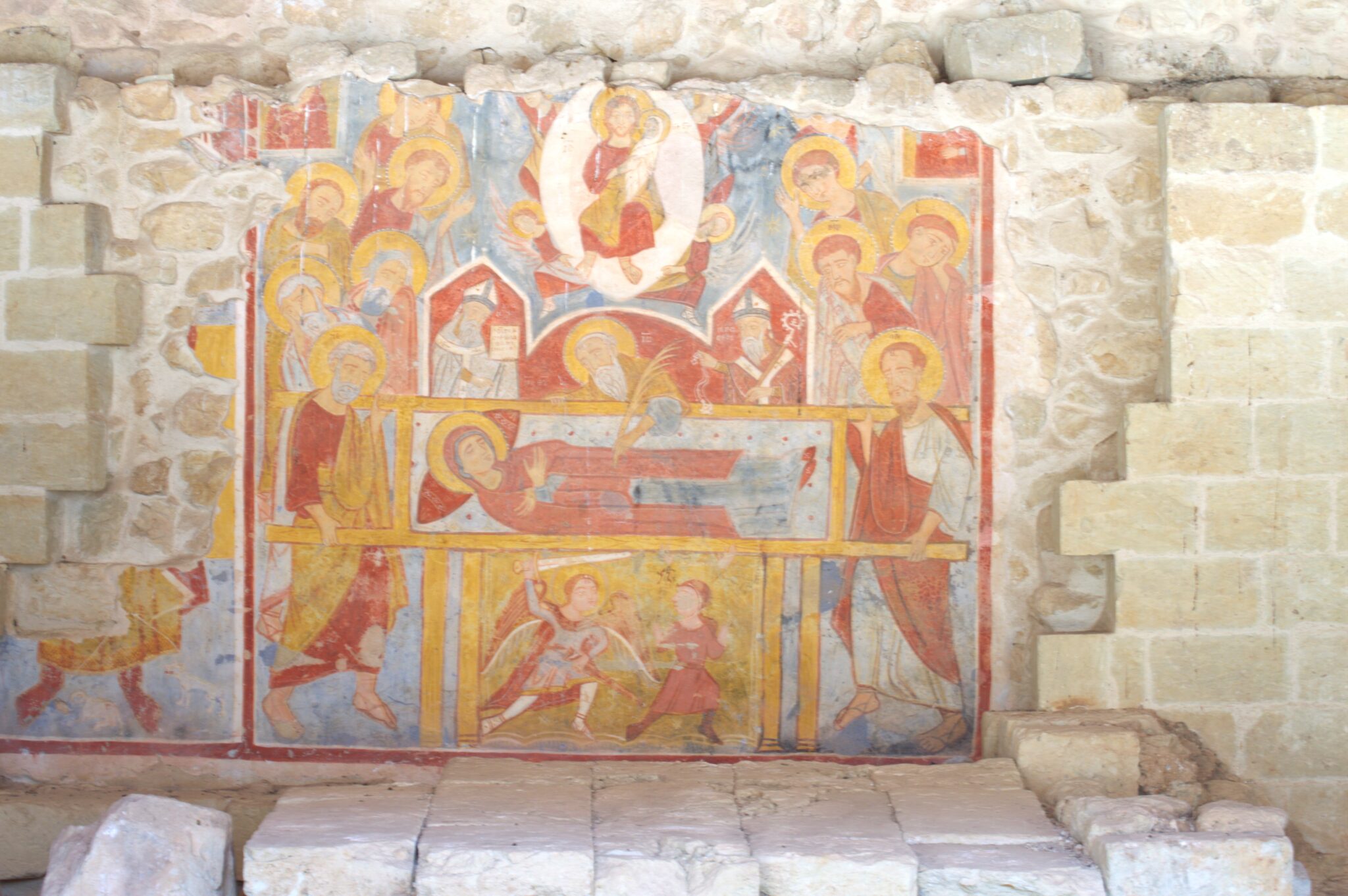La fresque "Dormitio Virginis" dans la forteresse d'Acaya